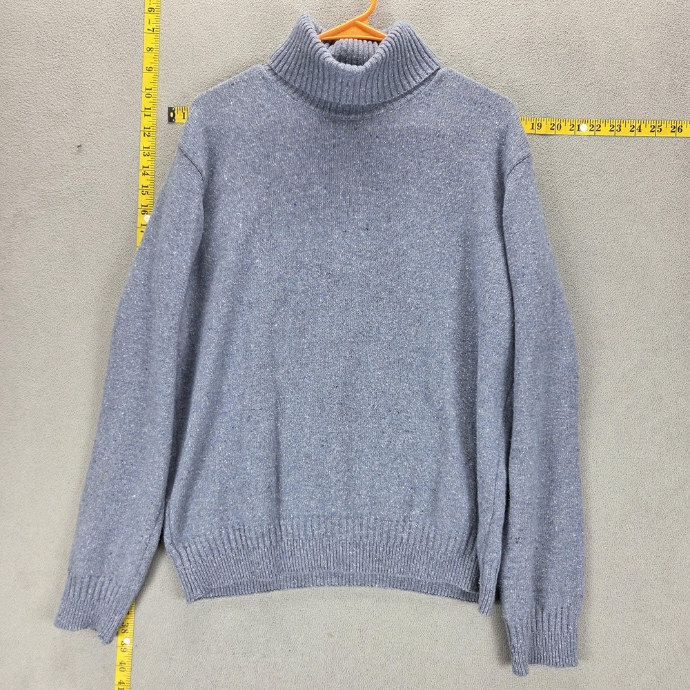 Austin Reed Rag Sweater Mens Medium Blue Cashmere Wool Silk Turtleneck